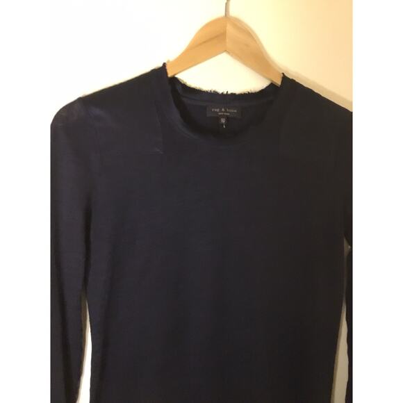 Rag and Bone navy linen silk combo long sleeve Crewneck tunic Top - Picture 6 of 10